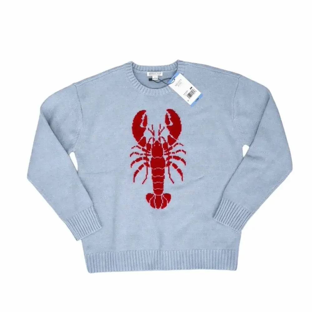 Mighty Fine Blue Lobster Sweater Sz S, M, L, Crewneck Coastal Cotton Blend NWT - Picture 2 of 11